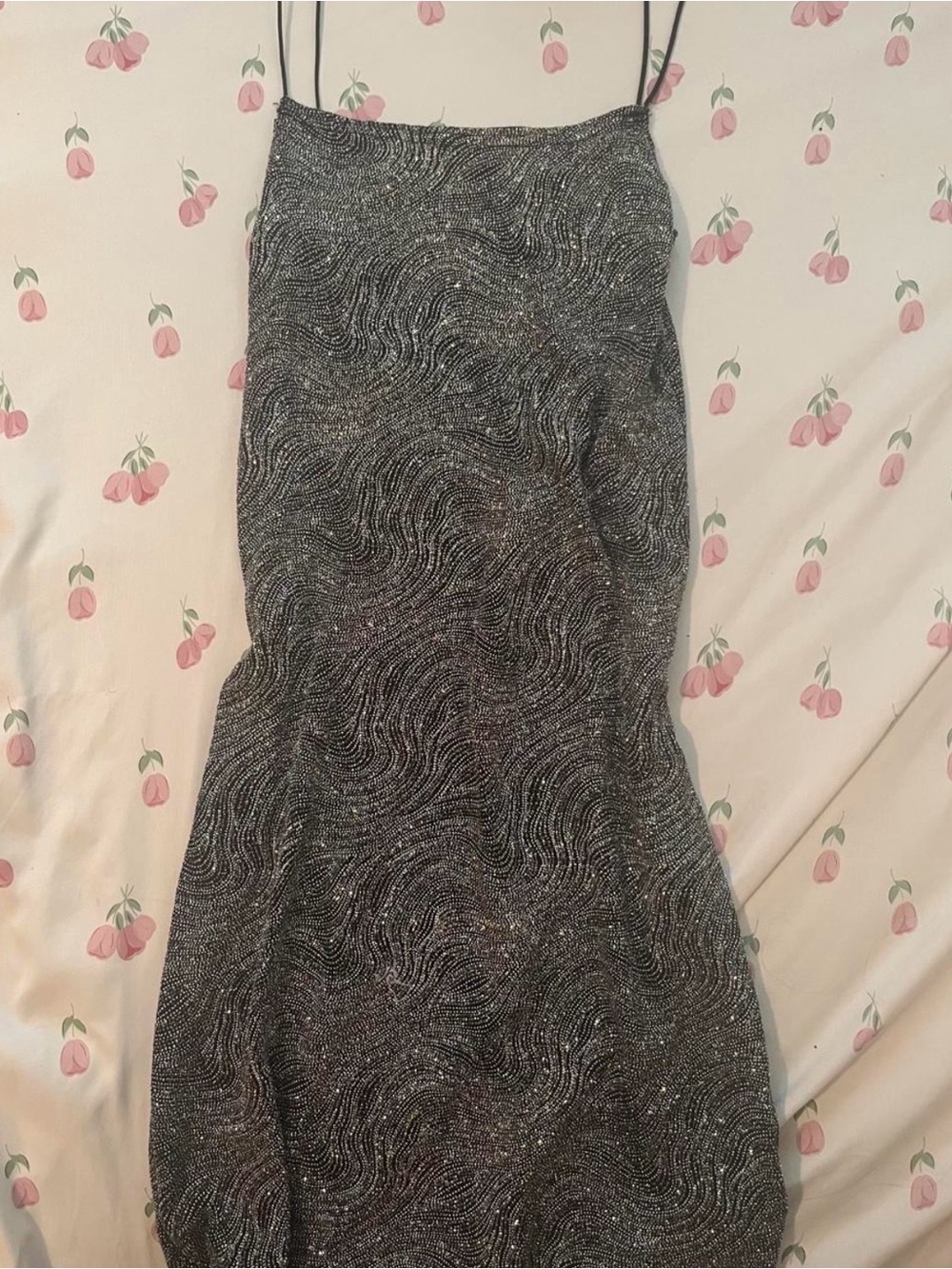 Jump Black Glitter Strapless Slip Dress